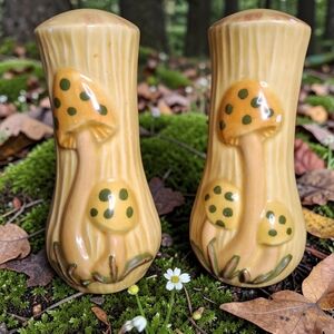 Yellow Mushroom Ceramic Salt and Pepper Shaker Set